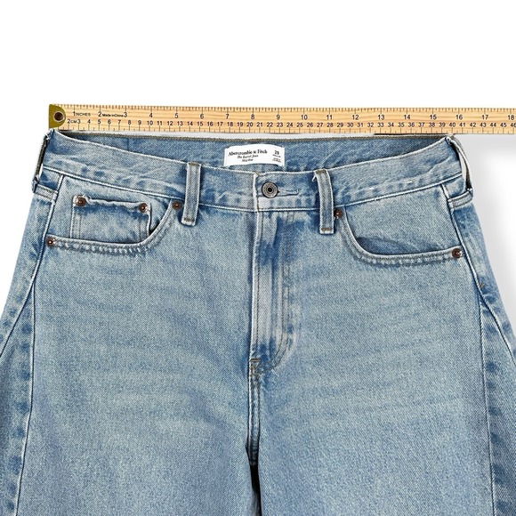 Abercrombie & Fitch Jeans Womens 29 (ACTUAL 31x27) Blue Barrel Relaxed Leg Ankle - Picture 9 of 15